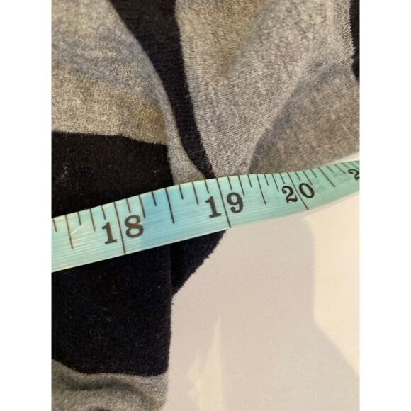 Allen B. Allen Schwartz Ponte Knit Stripe Zip Ruffle Cardigan EUC Sz Lg Cotton - Picture 11 of 13